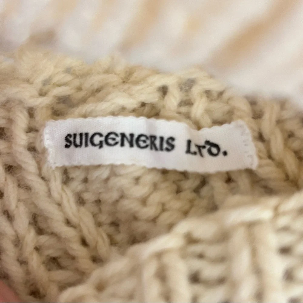 Suigeneris Wool Cable Knit Fisherman Sweater Size L Cream Rory Gilmore